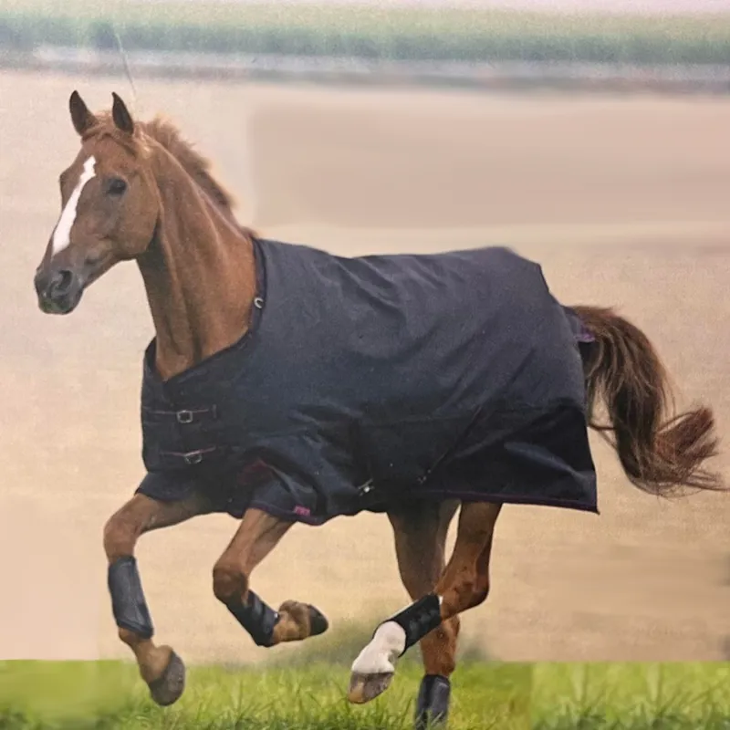 Shires Tempest Plus 300g Turnout Rug - Black/Fushcia