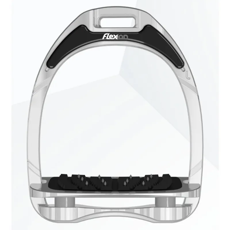 Flex-On Aluminium Inclined Ultra-Grip Stirrups - Black/Black/Grey