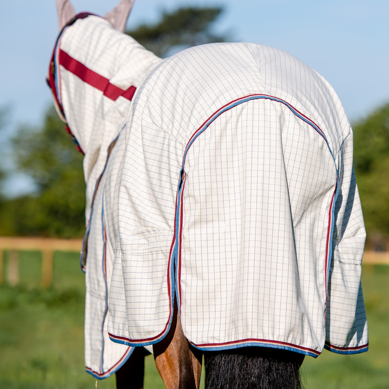 Horseware Rambo Optimo Supreme Summer Sheet - Navy Check/Cherry/Peach/Blue-6