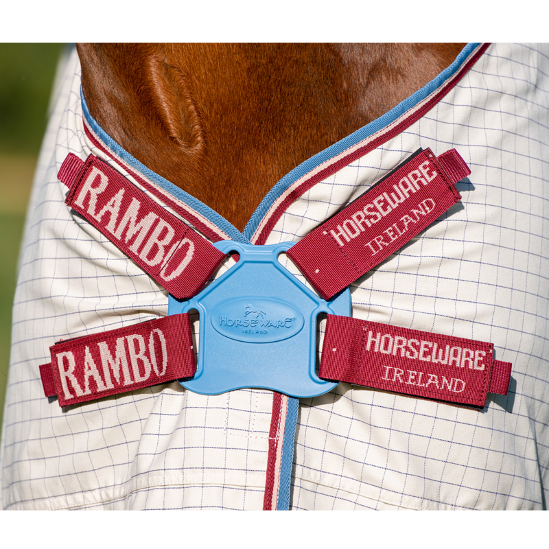 Horseware Rambo Optimo Supreme Summer Sheet - Navy Check/Cherry/Peach/Blue-3