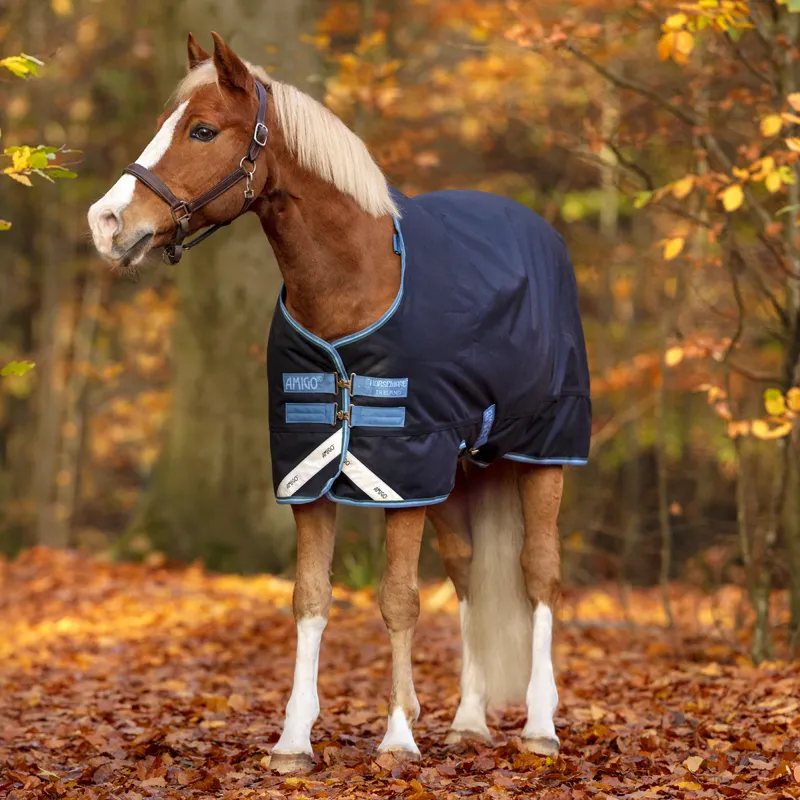 Horseware Amigo Pony Bravo 12 250g Turnout Rug - Navy/Turquoise