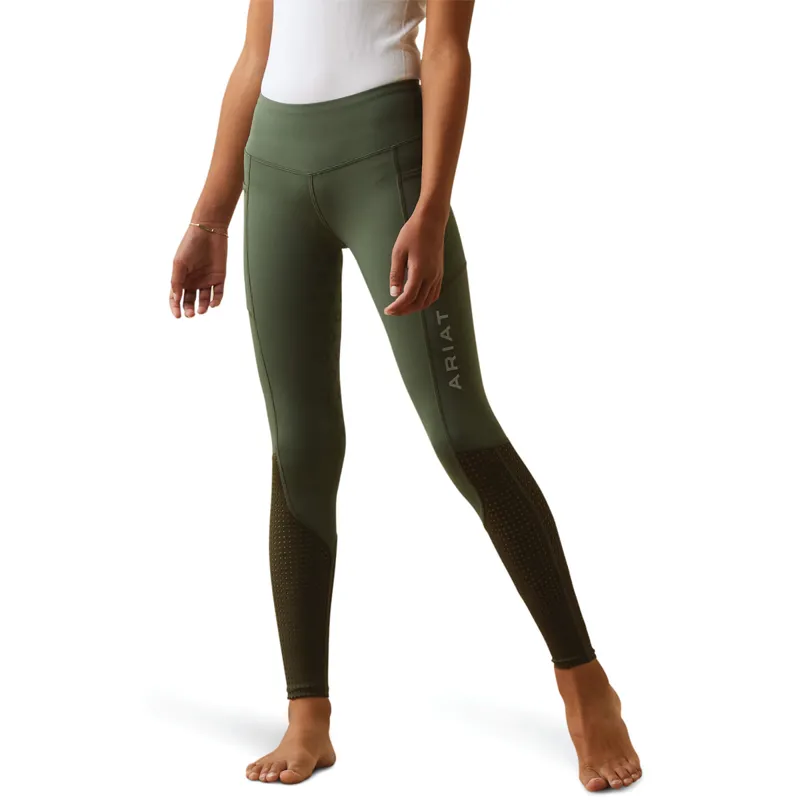 Ariat Youth Eos Full Seat Tights - Beetle/Forest Mist