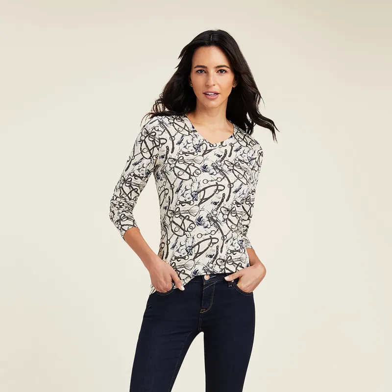 Ariat Women's Melange Print Long Sleeve T-Shirt - Oatmeal 