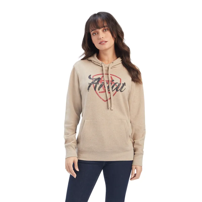 Ariat Women's Real Shield Logo Hoodie - Dark Oatmeal Heather