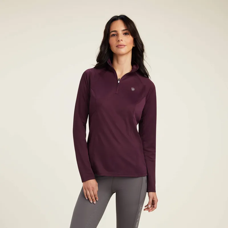 Ariat Women's Sunstopper 2.0 1/4 Zip Baselayer - Mulberry 