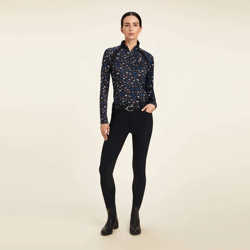 Ariat Women's Sunstopper 2.0 1/4 Zip Baselayer - Black Busy Pony Print -2