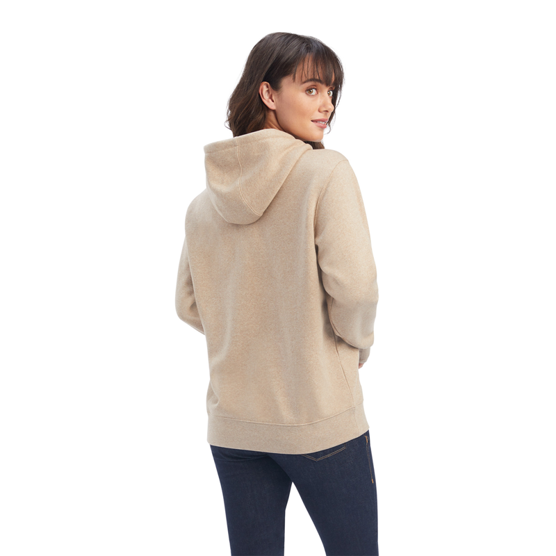Ariat Women's Real Shield Logo Hoodie - Dark Oatmeal Heather-1
