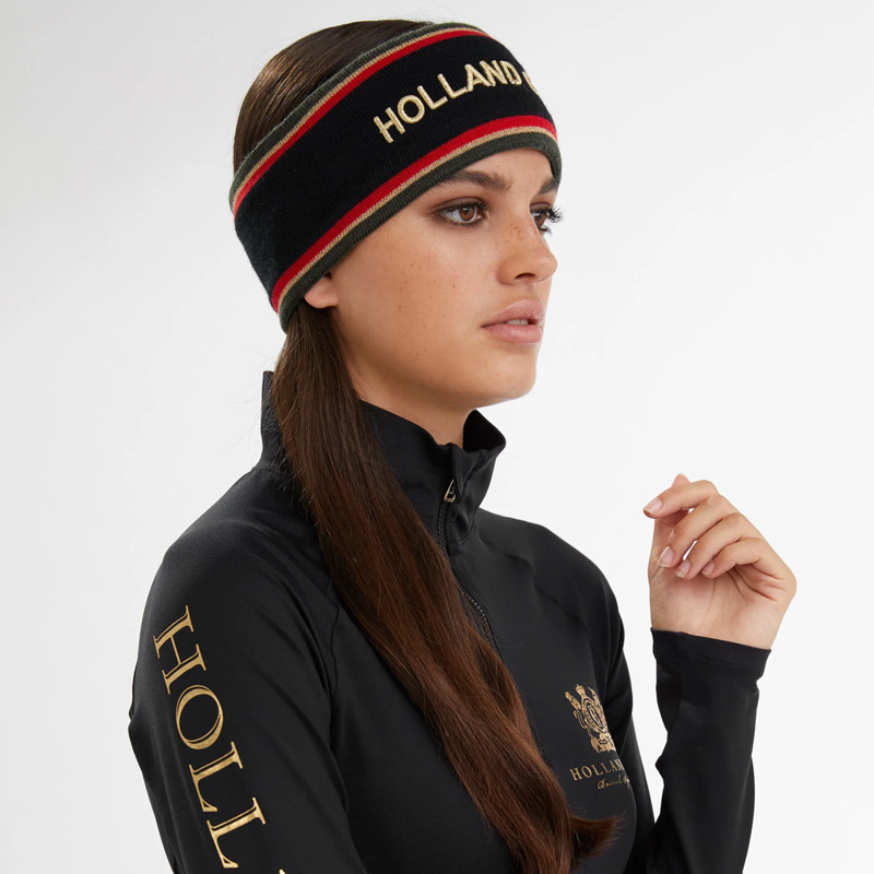 Holland Cooper Iconic Tri-Colour Headband - Navy/Gold-1