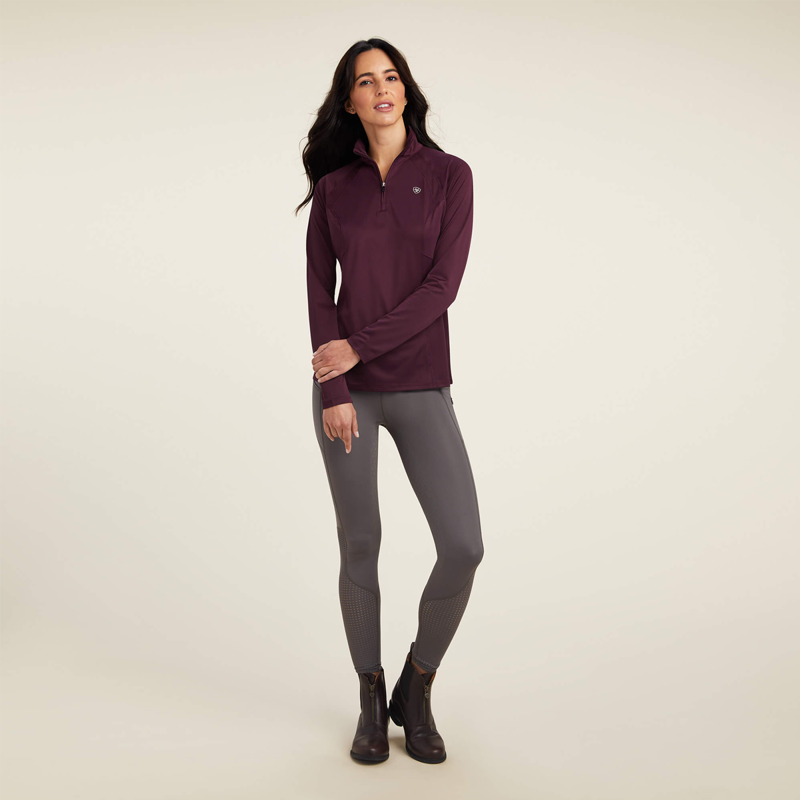 Ariat Women's Sunstopper 2.0 1/4 Zip Baselayer - Mulberry -2
