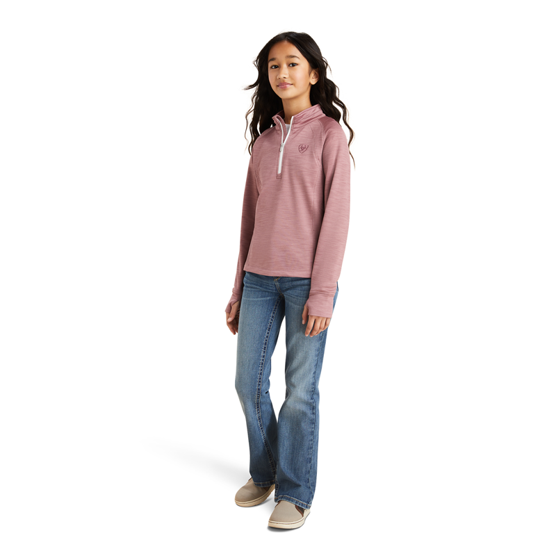 Ariat Youth Tek Team 1/2 Zip Sweatshirt - Nostalgia Rose -3