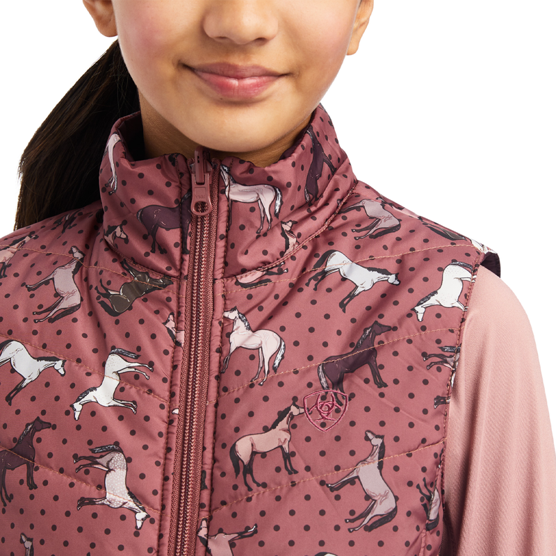 Ariat Youth Bella Reversible Insulated Gilet - Wild Ginger Ponies/Mulberry-3