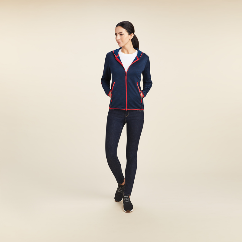 Ariat Women's Byron Full Zip Hoodie - Navy Team -3