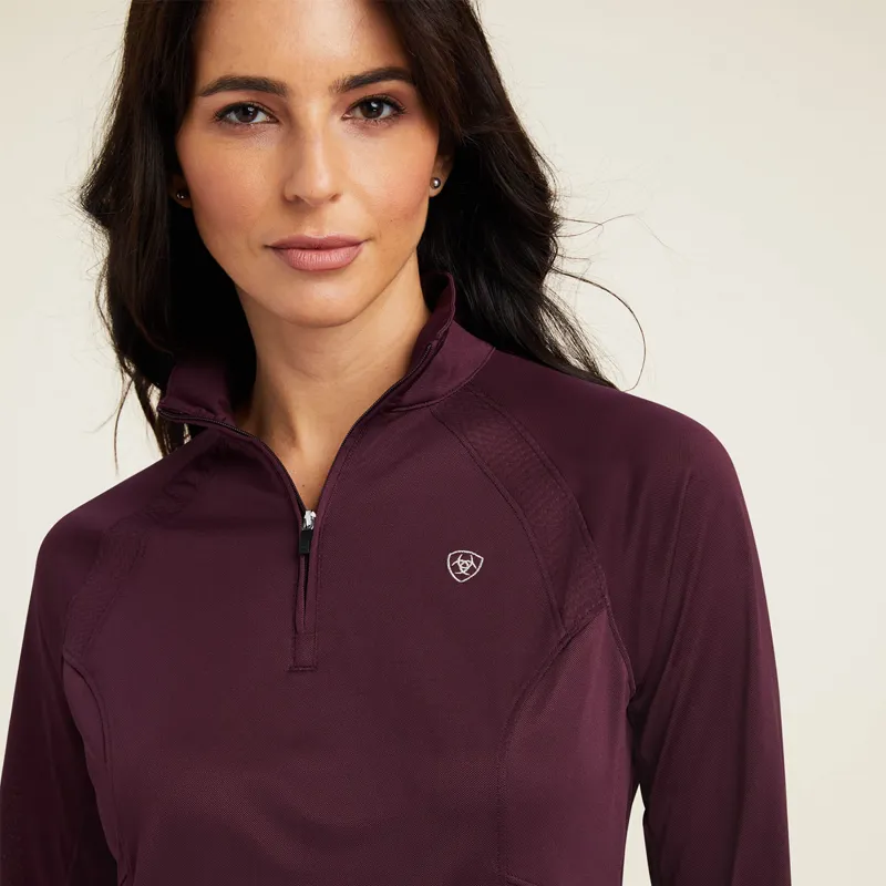 Ariat Women's Sunstopper 2.0 1/4 Zip Baselayer - Mulberry -3