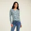 Ariat Women's Melange Print Long Sleeve T-Shirt - Blue Surf 