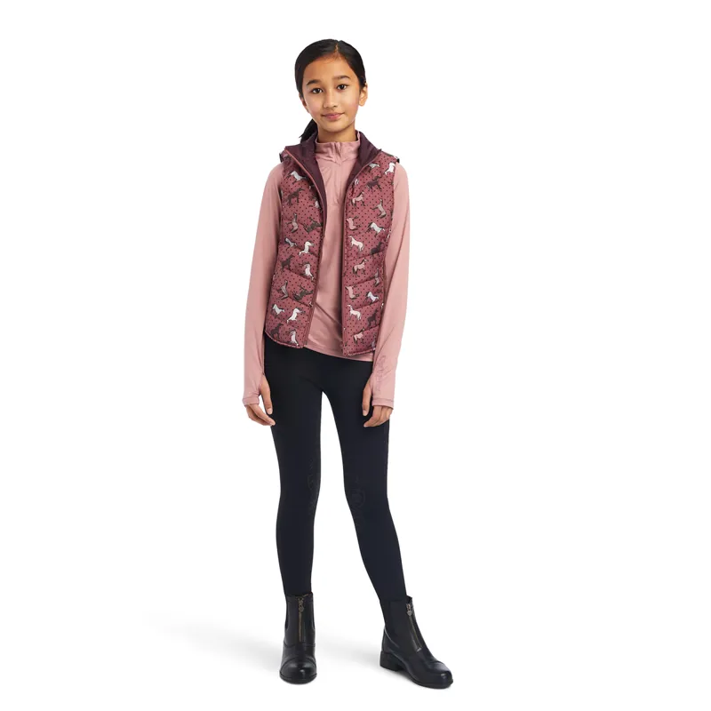 Ariat Youth Bella Reversible Insulated Gilet - Wild Ginger Ponies/Mulberry-4