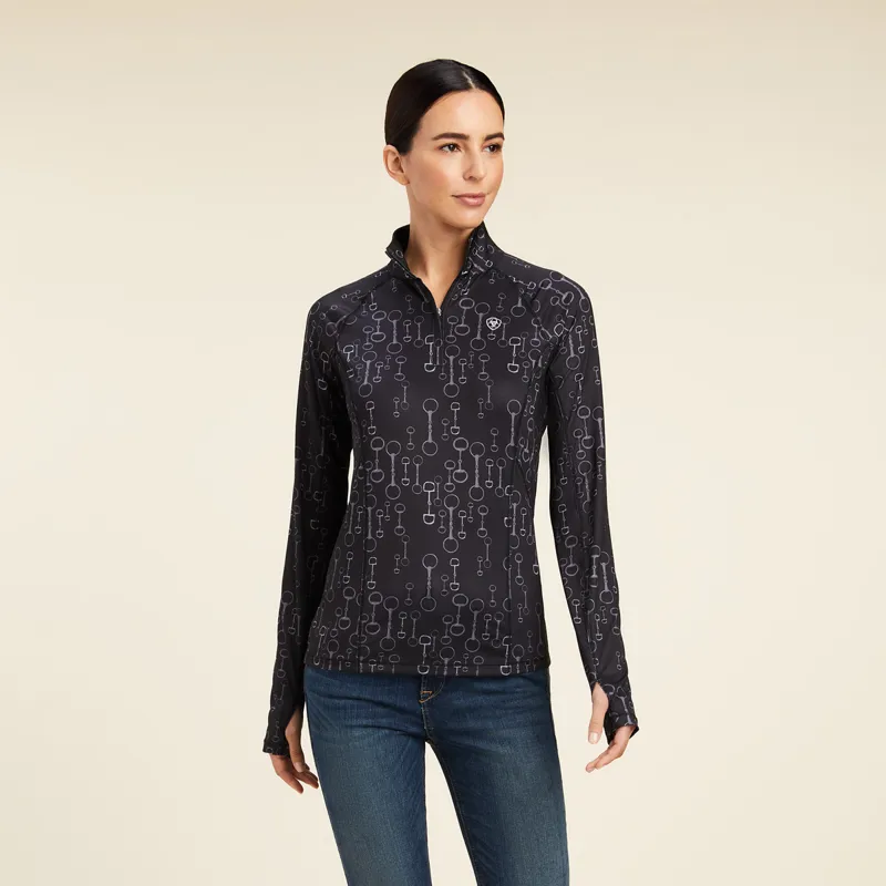 Ariat Women's Lowell 2.0 1/4 Zip Baselayer - Black Bit Print