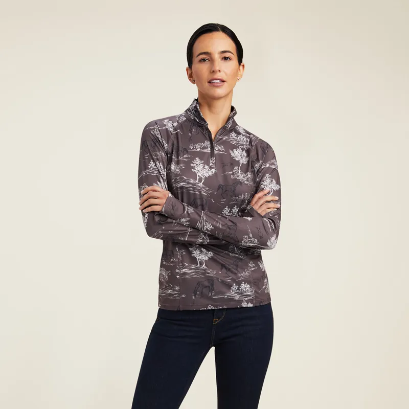 Ariat Women's Lowell 2.0 1/4 Zip Baselayer - Banyan Bark Frolic Print