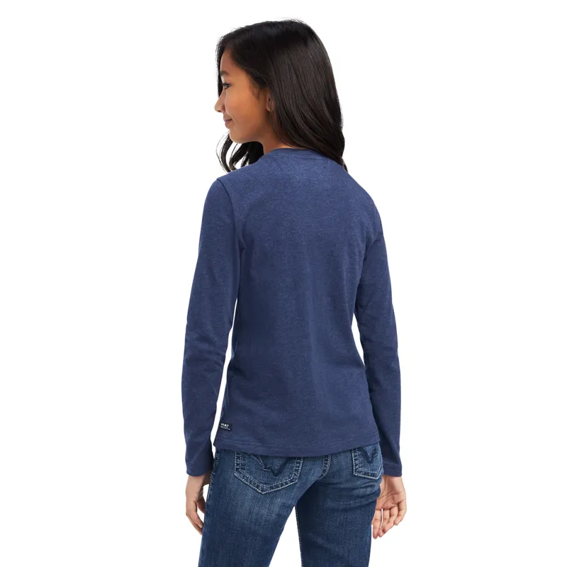 Ariat Youth Fan Club Long Sleeve T-Shirt - Navy Heather -1