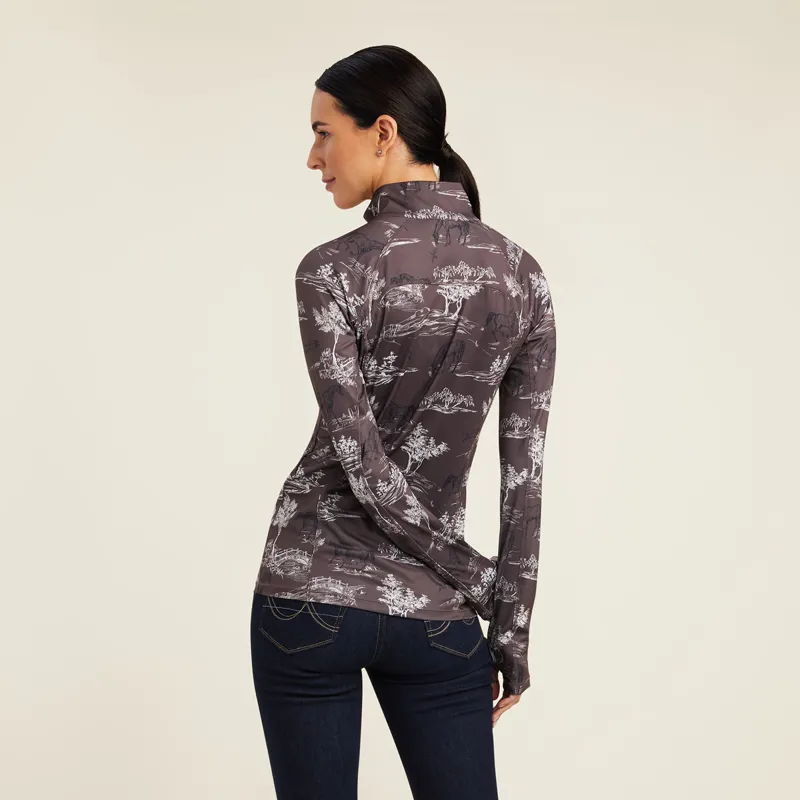 Ariat Women's Lowell 2.0 1/4 Zip Baselayer - Banyan Bark Frolic Print-1