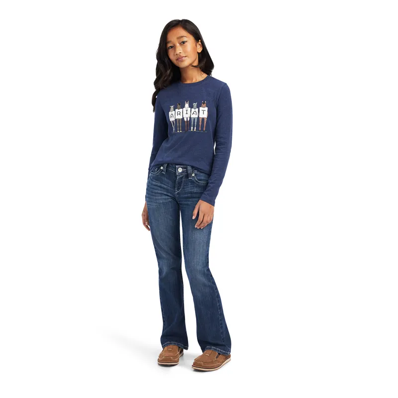 Ariat Youth Fan Club Long Sleeve T-Shirt - Navy Heather -2