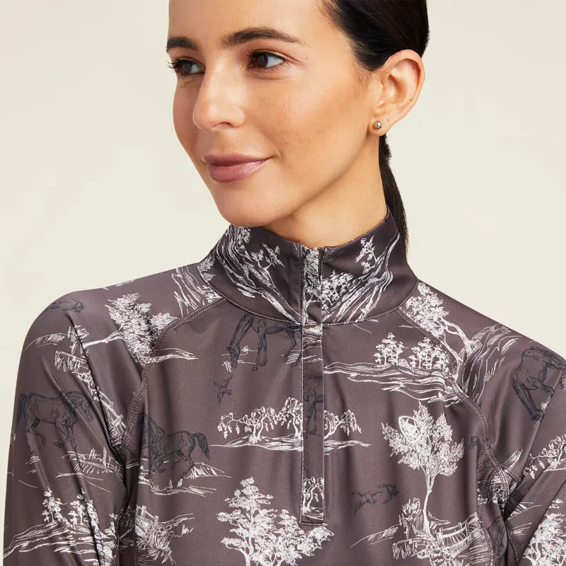 Ariat Women's Lowell 2.0 1/4 Zip Baselayer - Banyan Bark Frolic Print-2