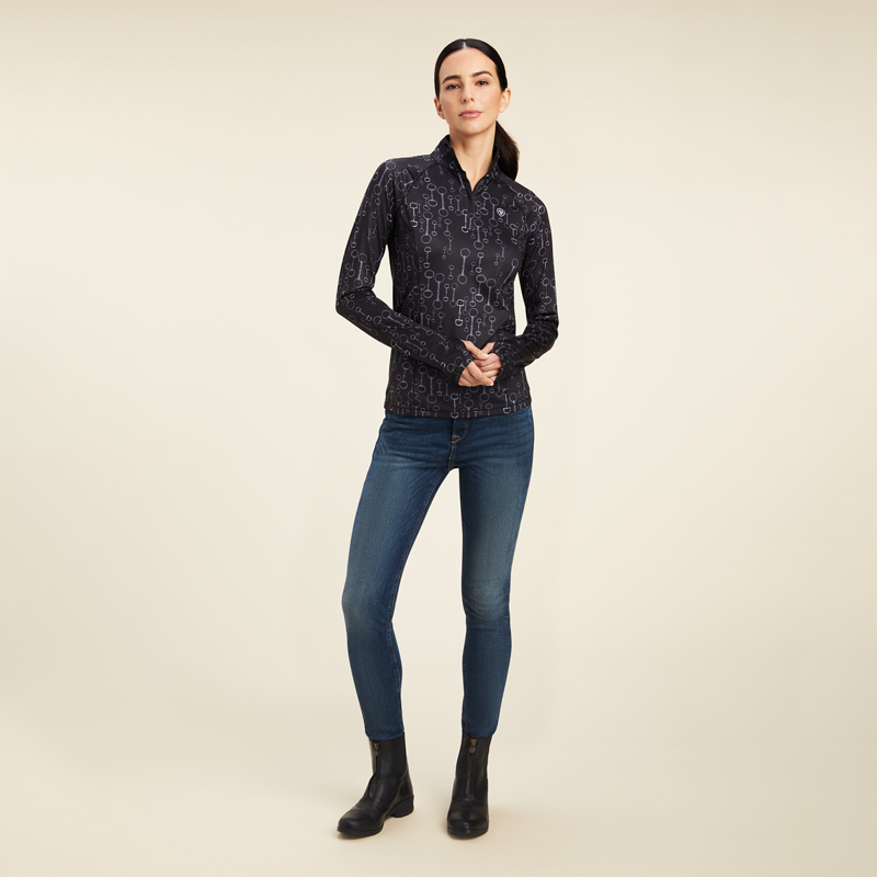 Ariat Women's Lowell 2.0 1/4 Zip Baselayer - Black Bit Print-3