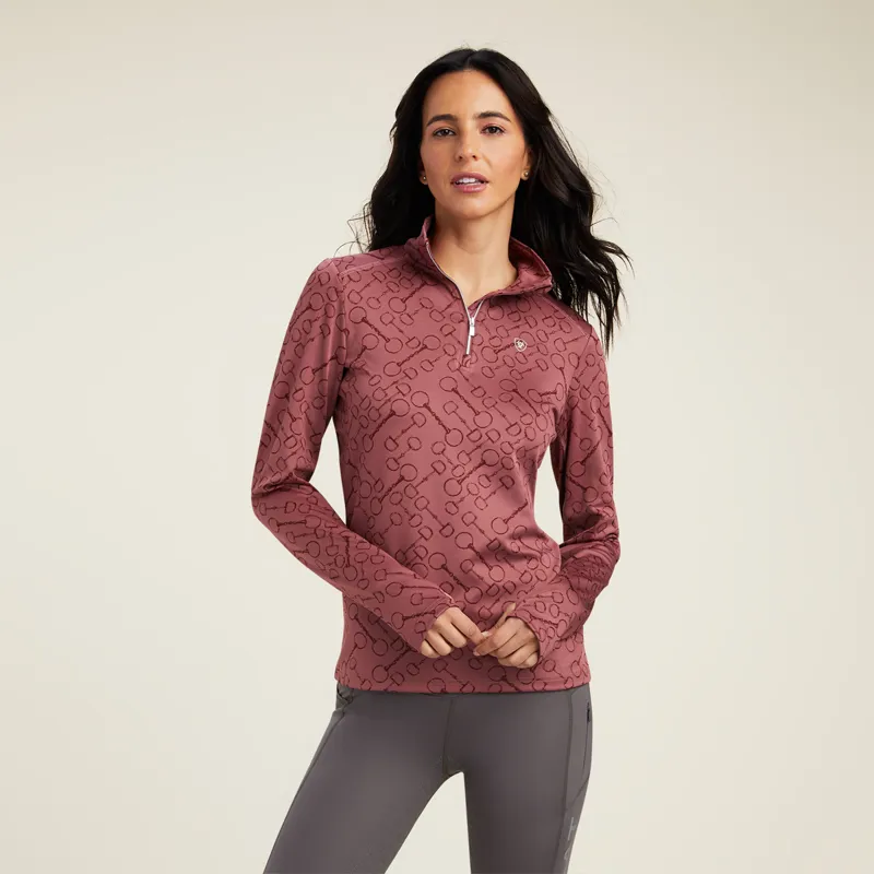 Ariat Women's Prophecy 1/4 Zip Baselayer - Wild Ginger Bit Jaquard 