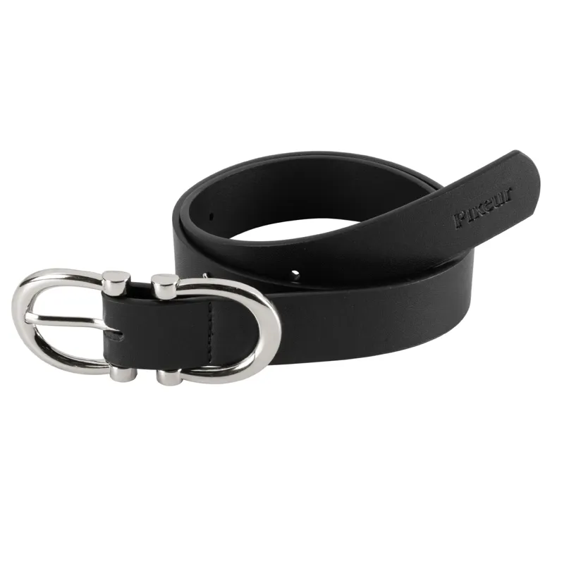 Pikeur Faux Leather Buckle Belt - Black/Silver 