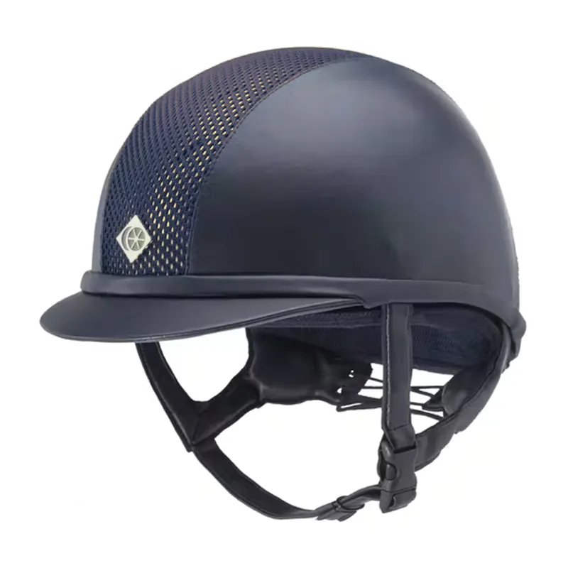 Charles Owen Leather Look AYR8 - Navy/Gold