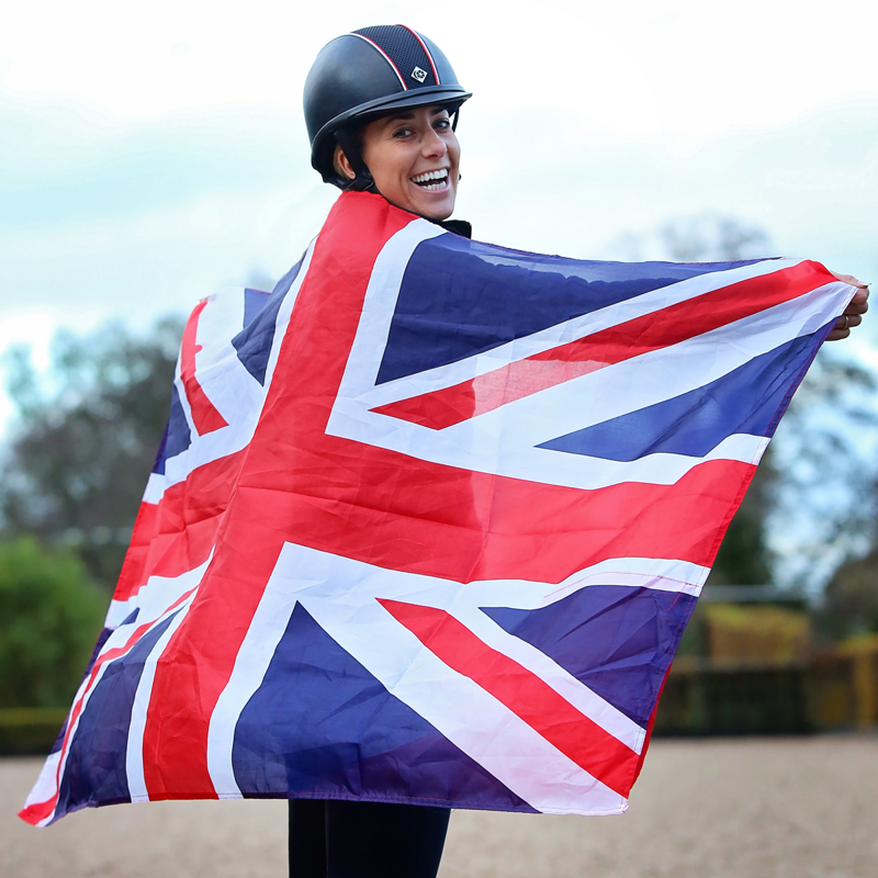 Charles Owen Navy Leather Look AYR8 - Red/White Piping-1