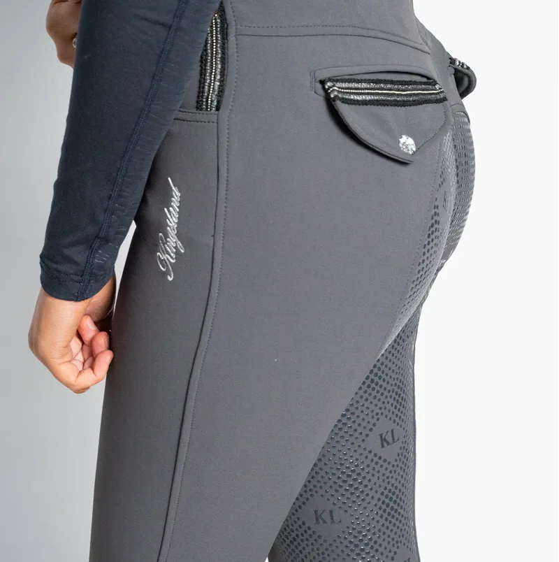 Kingsland Kadi Ladies Full Silicone Seat Breeches -Grey Pinstripe-1