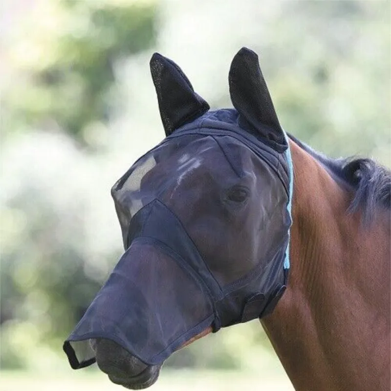 Shires Fly Mask with Ears and Nose - Black