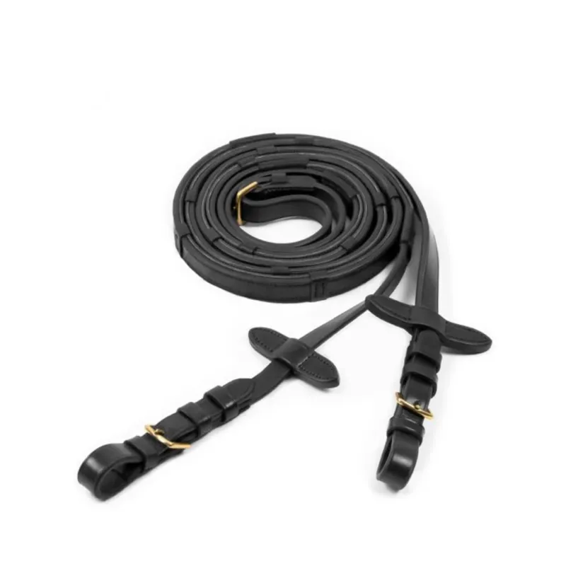 Schockemohle Bridle Reins Rubberised Dark - Brown/Silver