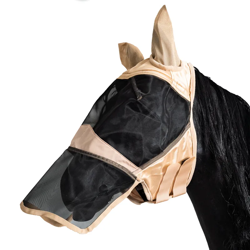 Shires Fine Mesh Fly Veil with Ears and Nose - Beige