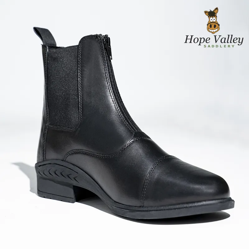Hope Valley Castleton Childrens Front Zip Jodhpur Boots - Black