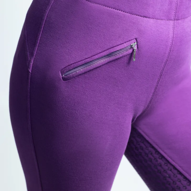 Hy Equestrian Hickstead Silicone Riding Leggings - Deep Plum-2