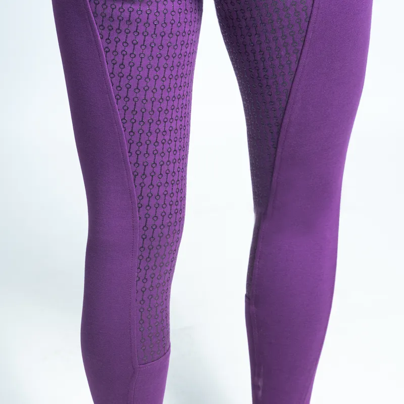 Hy Equestrian Hickstead Silicone Riding Leggings - Deep Plum-3