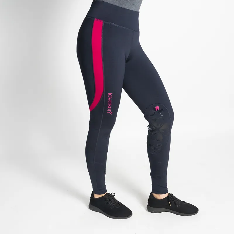 Loveson Ladies Riding Leggings - Navy/Pink-1