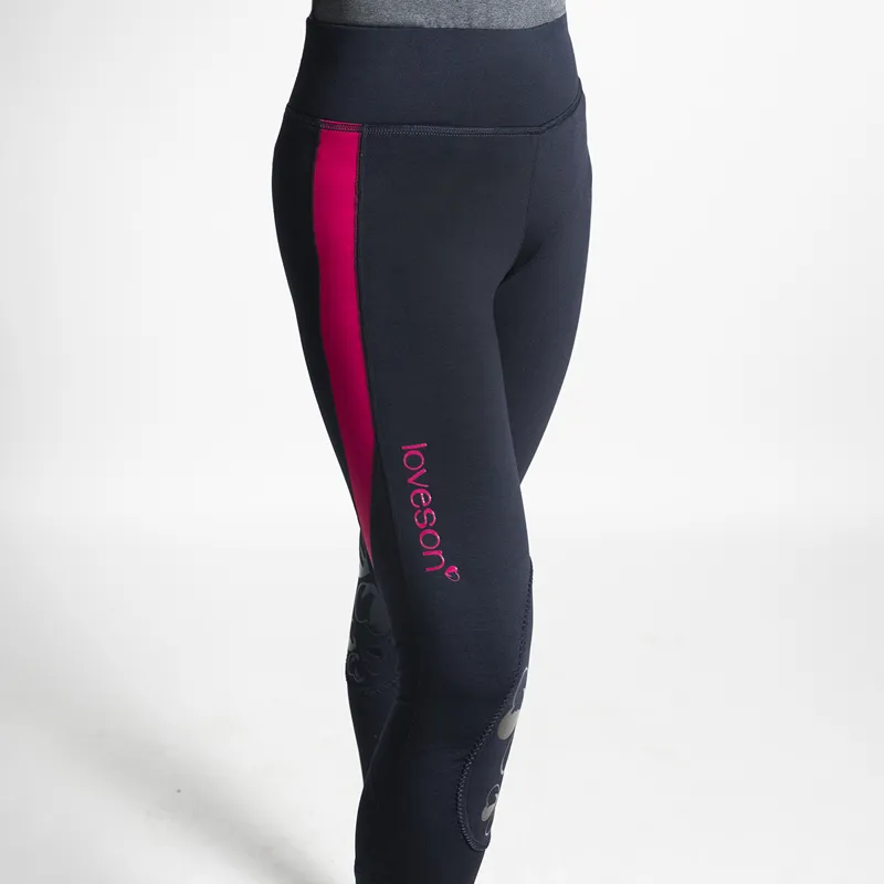 Loveson Ladies Riding Leggings - Navy/Pink-4
