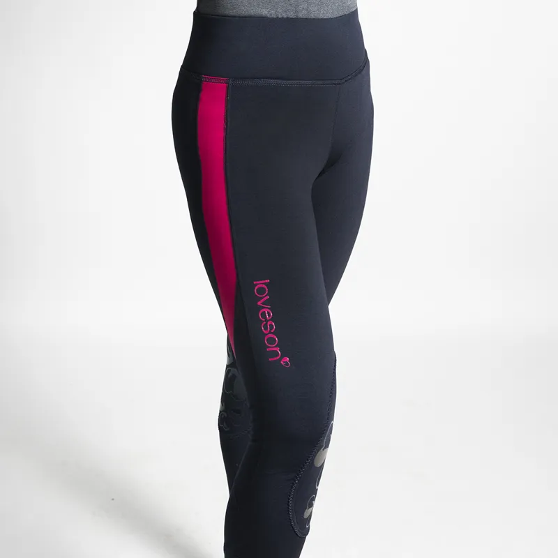 Loveson Ladies Riding Tights/Leggings - Navy/Pink-4