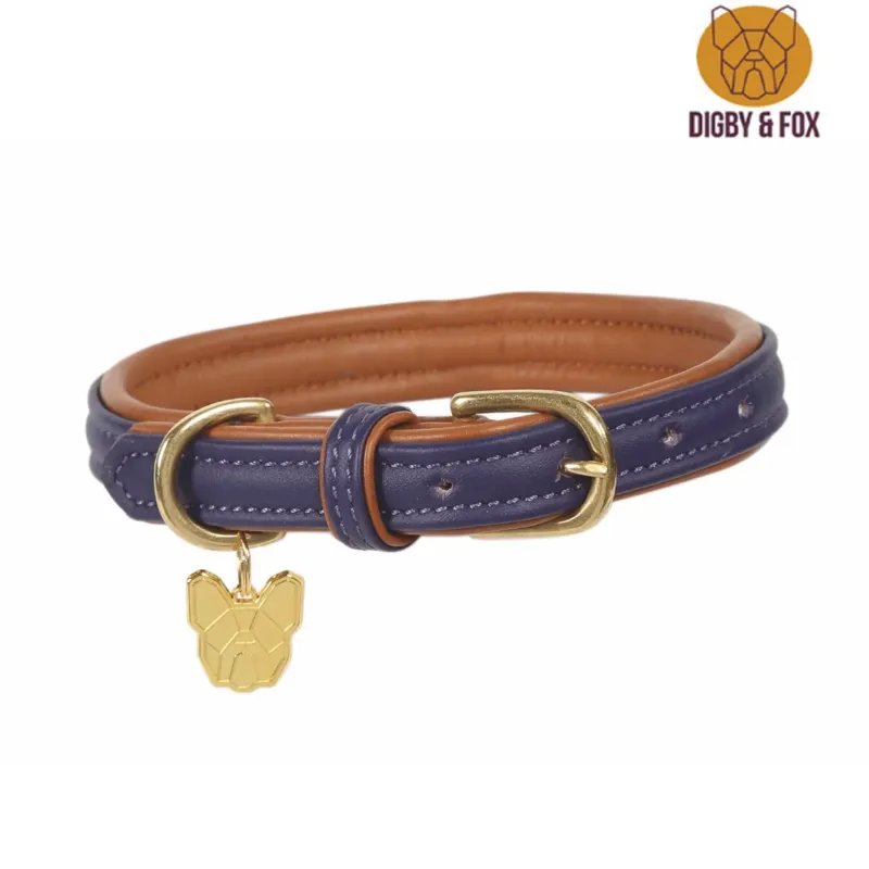 Digby And Fox Padded Leather Dog Collar - Purple