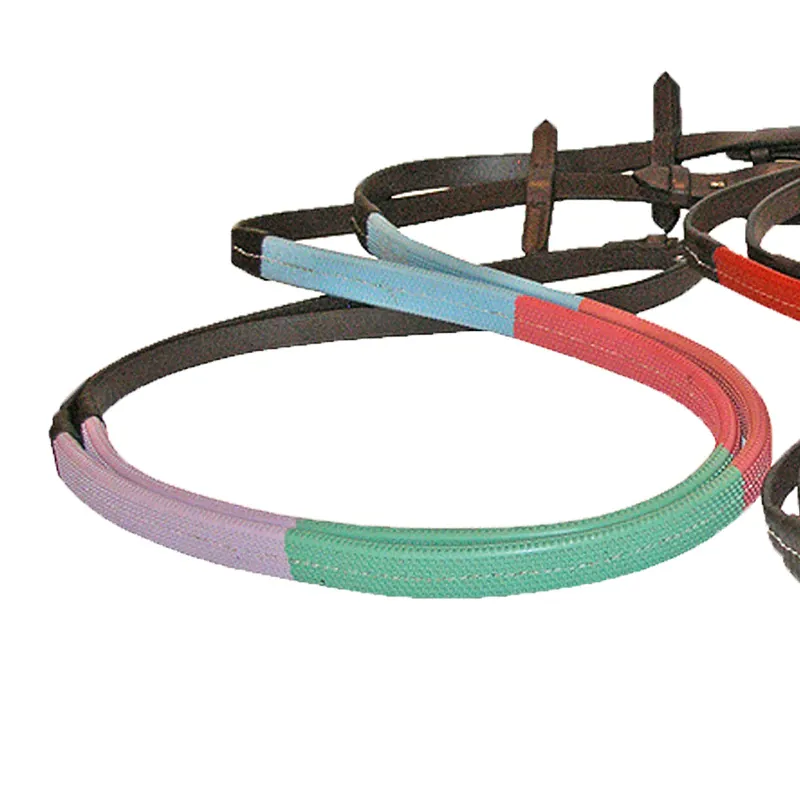 JHL Rubber Training Reins - Pony - Blue/Pink/Green/Lilac