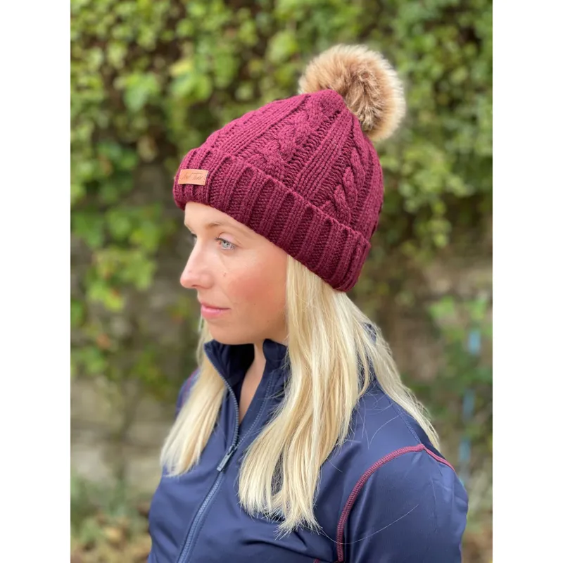 Mark Todd Knitted Bobble Hat - Burgundy