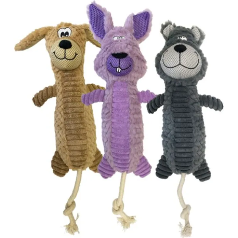 Hem and Boo Stuffed Creatures With Rope Dog Toy - Assorted