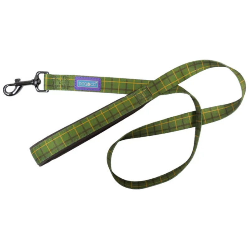 Hem And Boo Country Check Dog Lead - Green Check