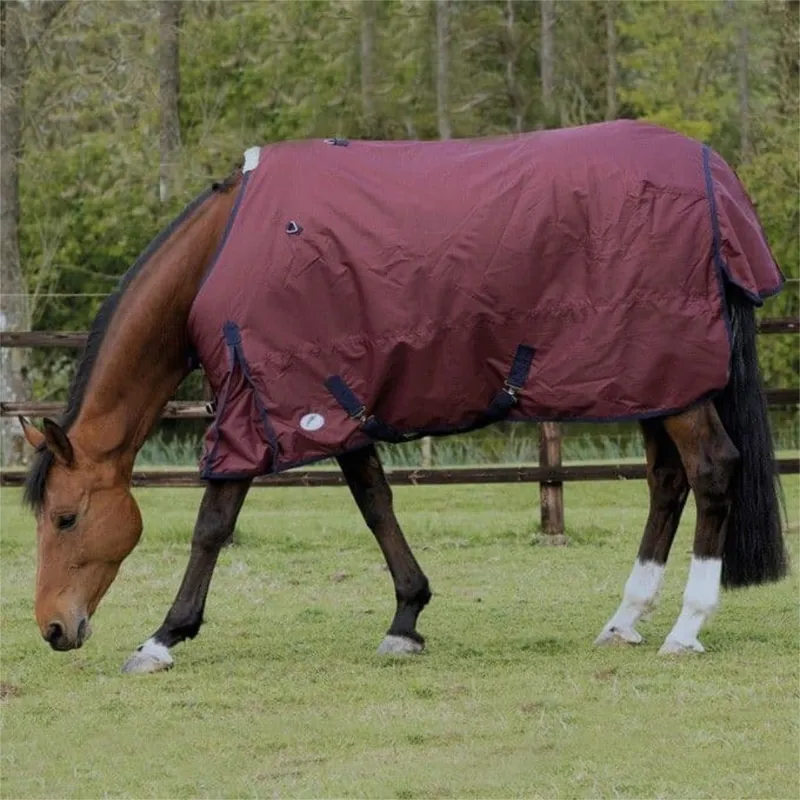 JHL Essential Mediumweight Turnout Rug - Burgundy/Navy 