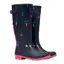 Joules Printed Wellies With Adjustable Back Gusset - Navy Vegetables