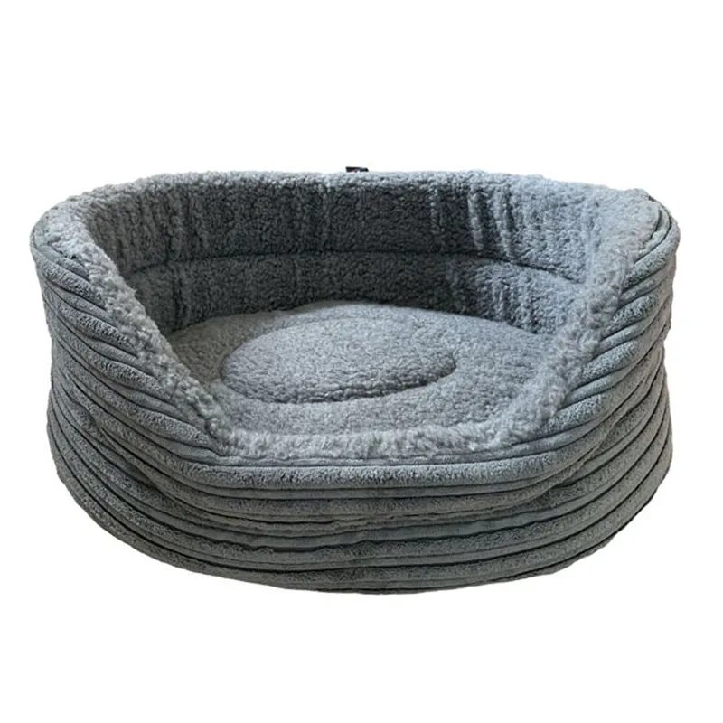 Hem and Boo Luxury Cord Oval Bed - Grey