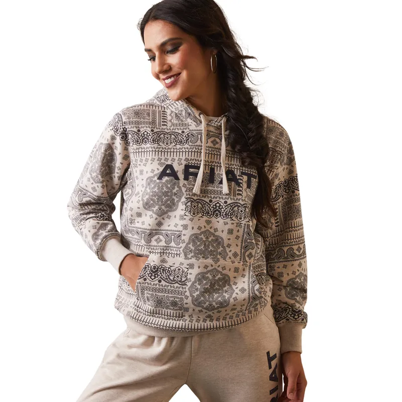 Ariat Women's Real Paisley Hoodie - Oatmeal/Periscope Paisley Print