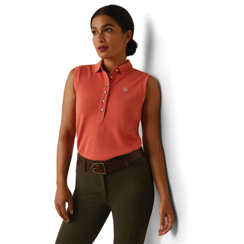 Ariat Women's Prix 2.0 Sleeveless Polo Shirt- Burnt Sienna